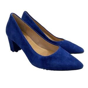 NWOB Corso Como Navy Blue Suede Pointy Toe Block Heel Pumps Women's US Size 6